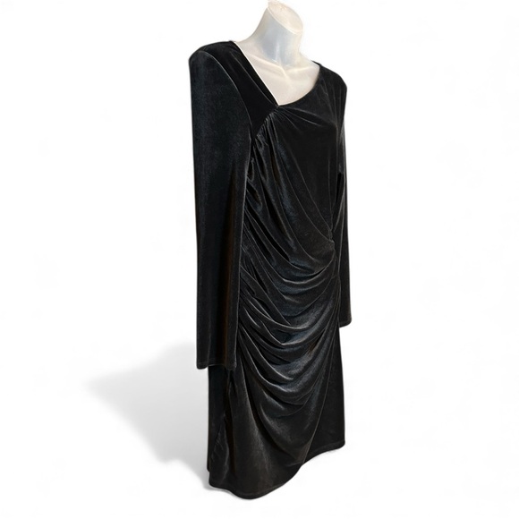 Abercrombie & Fitch Velvet Ruched Asymmetrical Neck Long Sleeve Mini Dress XL - Picture 8 of 14